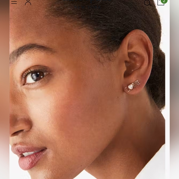 NWT Kate Spade More Love Studs - Spell it Out Collection rose gold/ clear stone - Picture 13 of 16